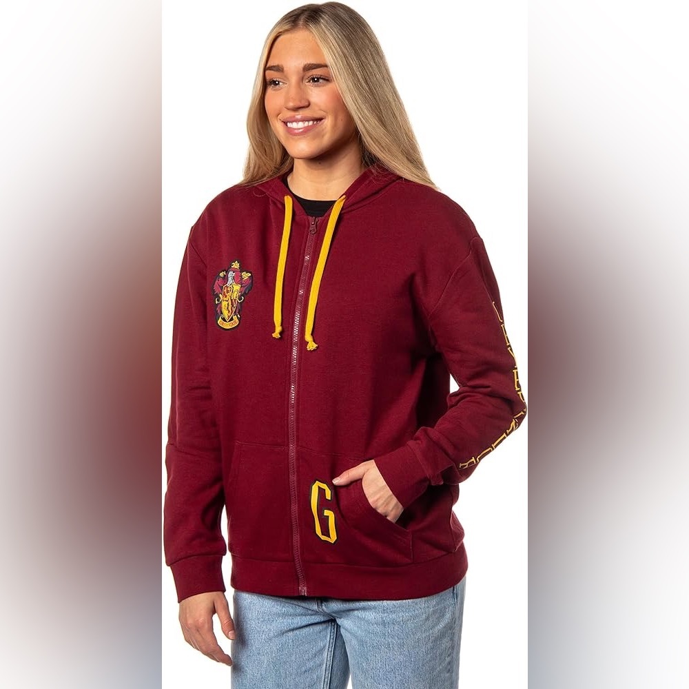 Harry Potter Gryffindor Zip-Up Hoodie Maroon Size Medium Wizarding World